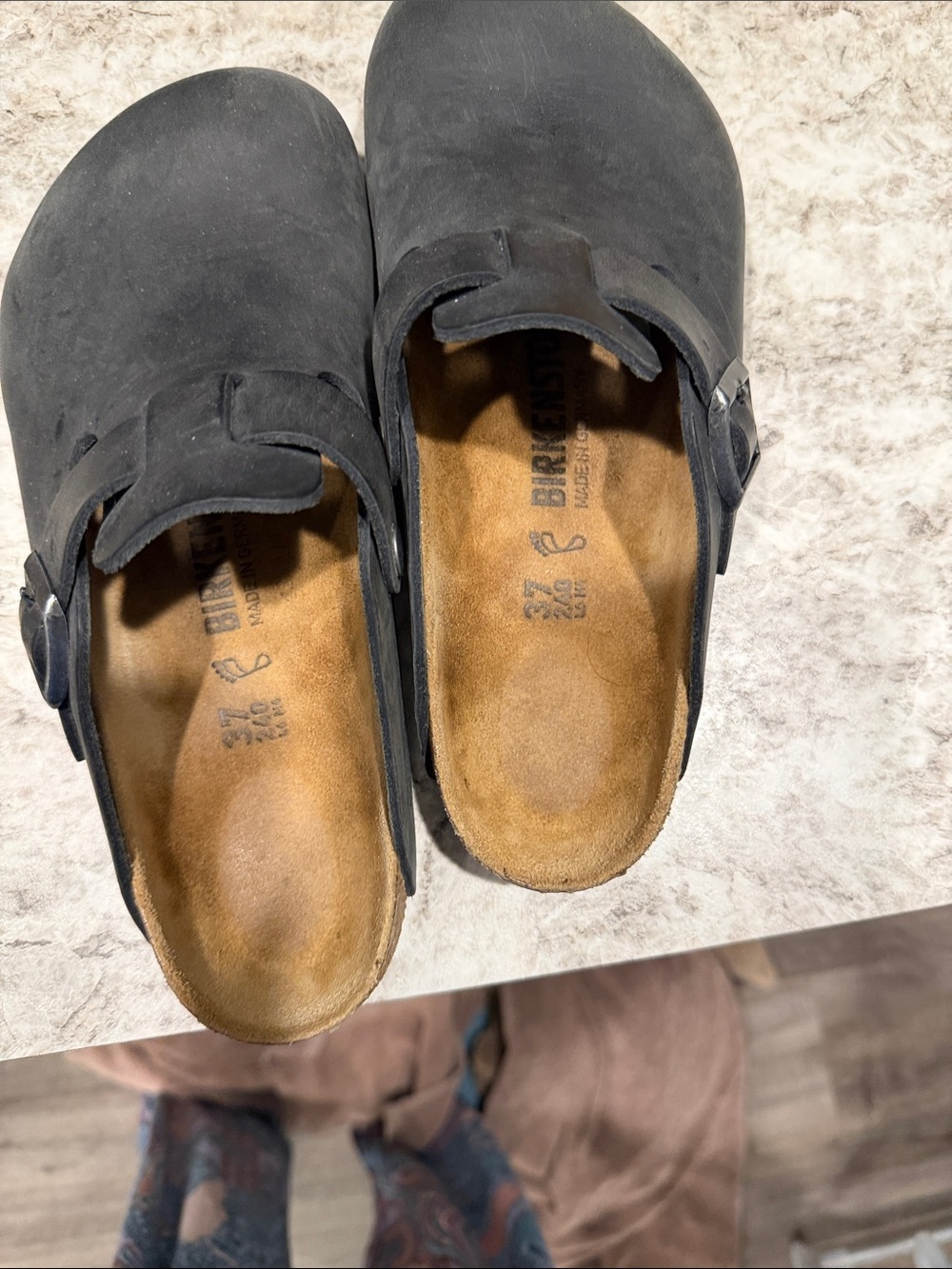 Birkenstock Black Suede Clogs with Adjustable Strap